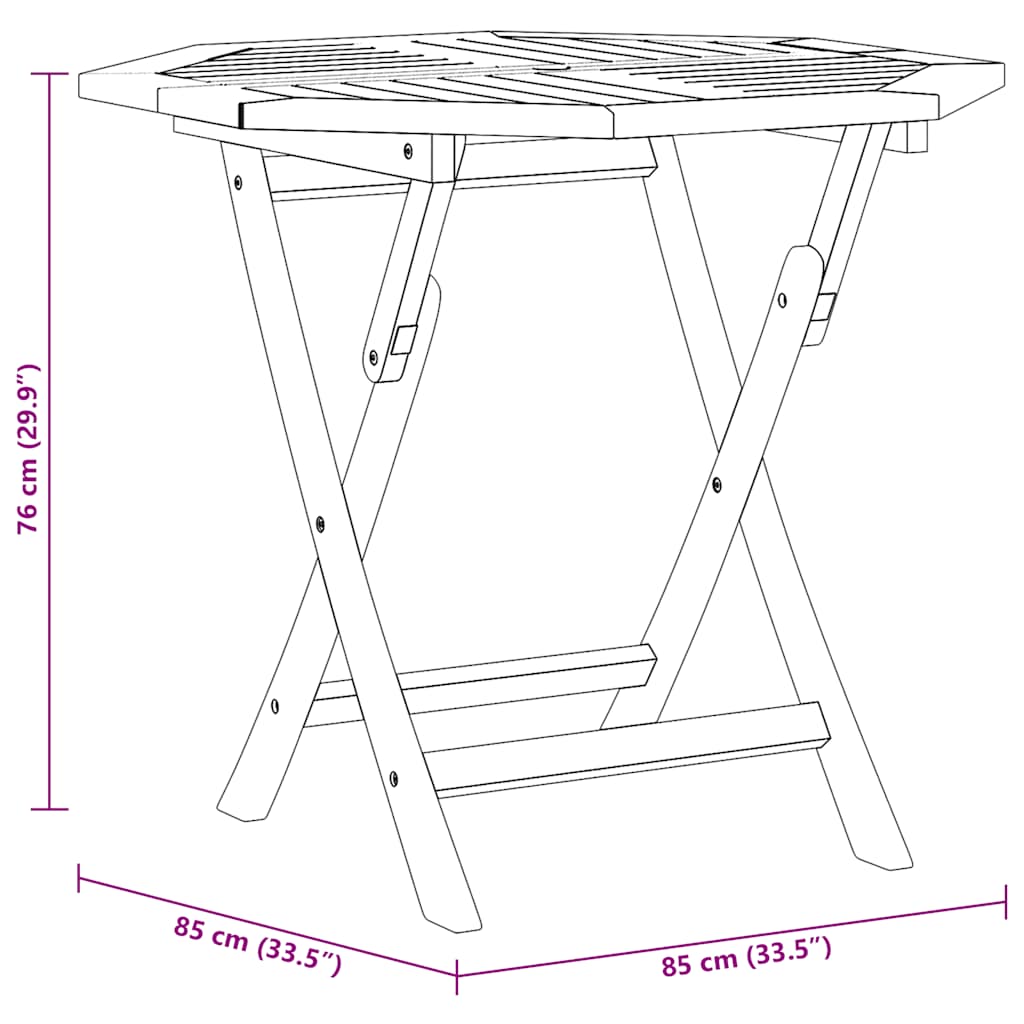 Klappbarer Gartentisch 85x85x76 cm Teak Massivholz